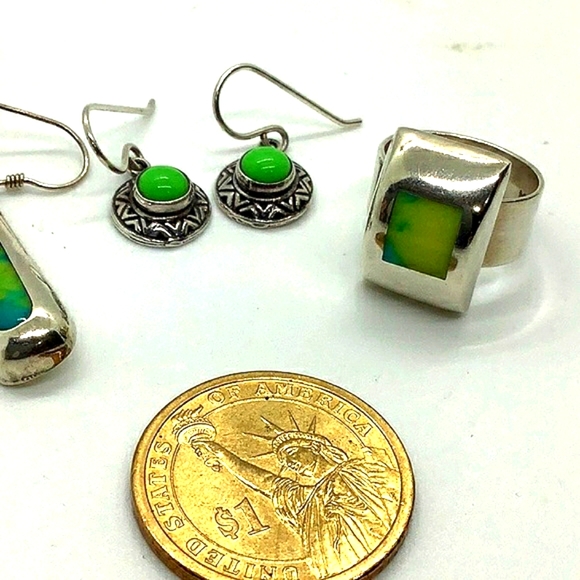 Sterling silver matching set..teardrops with sherbet designers stones - Picture 4 of 6